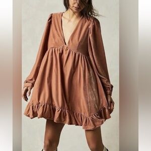 NWT FREE PEOPLE dusty rose “Estella” Babydoll Dress XS